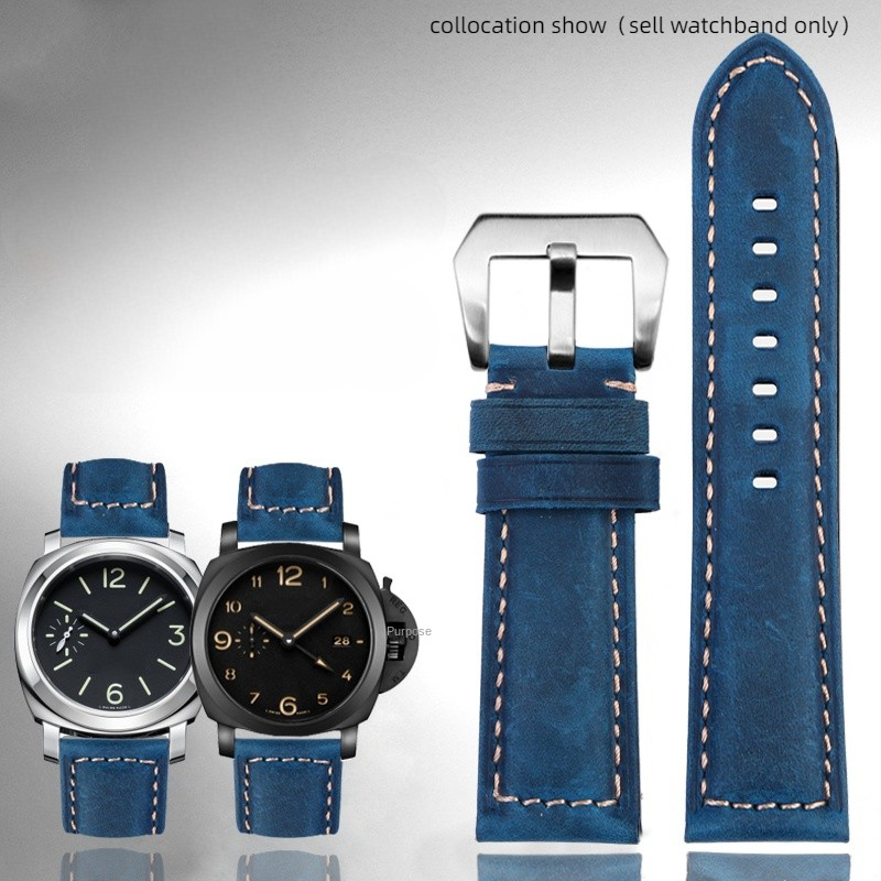 Diesel Watches Smartwatch - Blue Frosted Vintage Leather watch strap