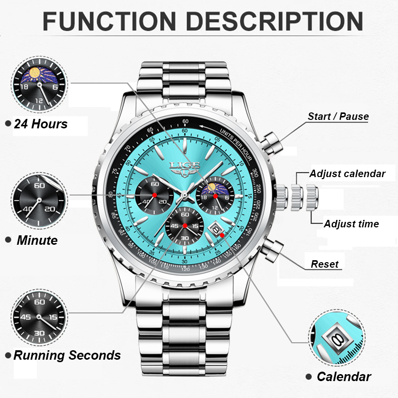 LIGE Fashion Top Brand Luxury  - đánh giá và giá Smartwatch Branded Watches For Men